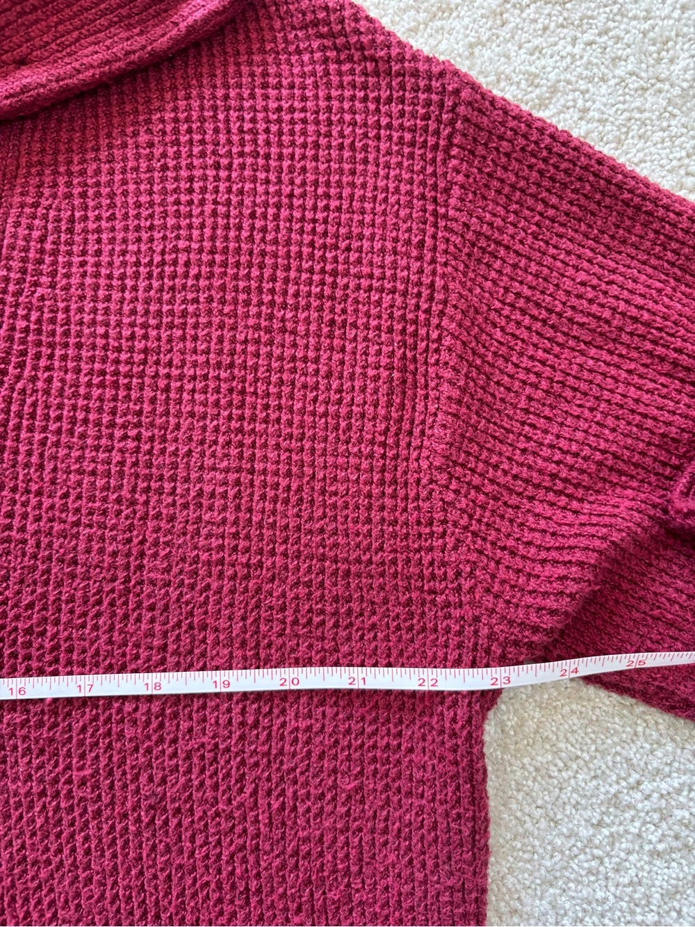 aerie CozyUp Waffle Button Sweater Burgundy Size Large - Picture 4 of 8